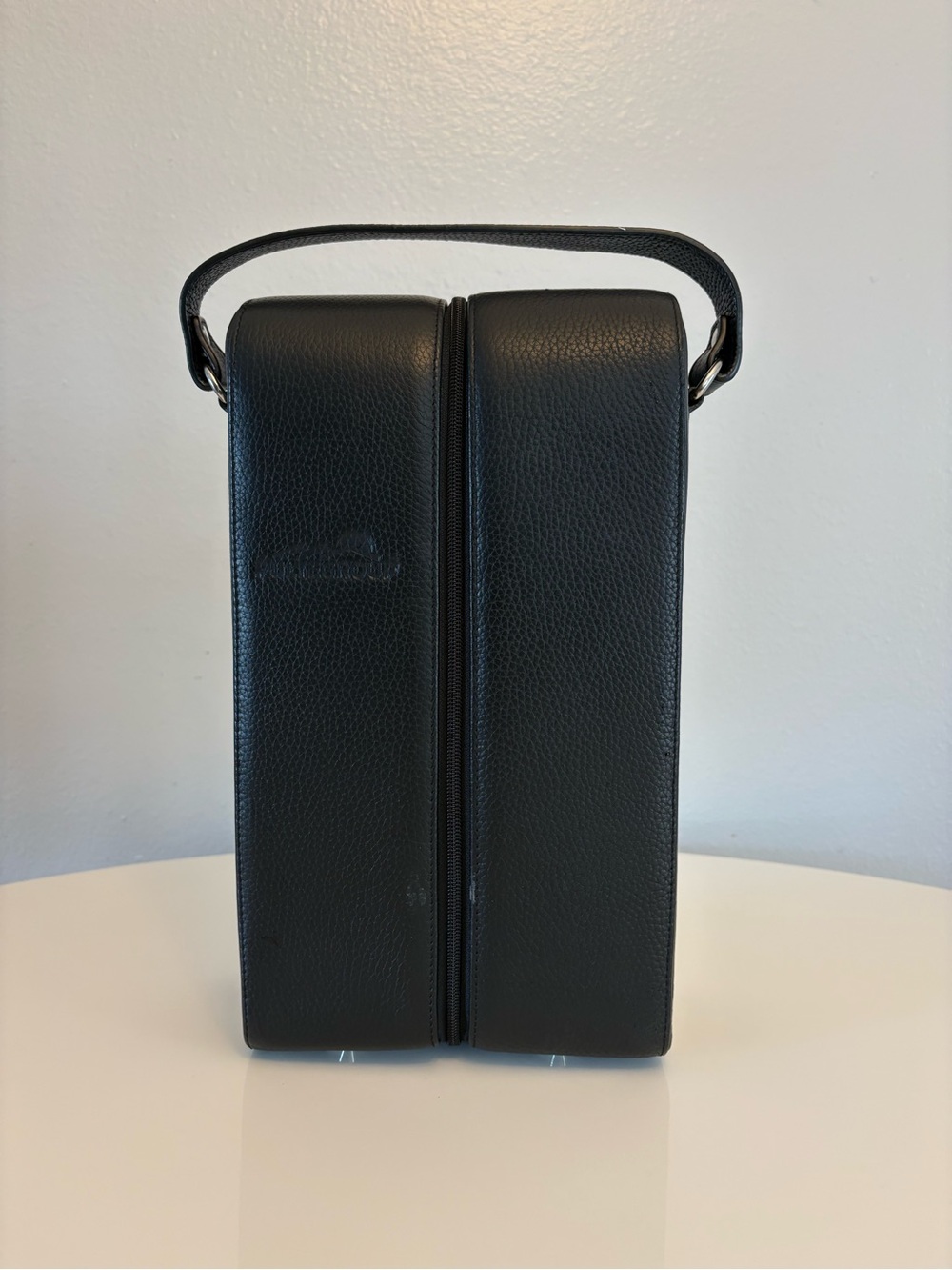 Royce New York Black Leather Double Wine Carrier Case
